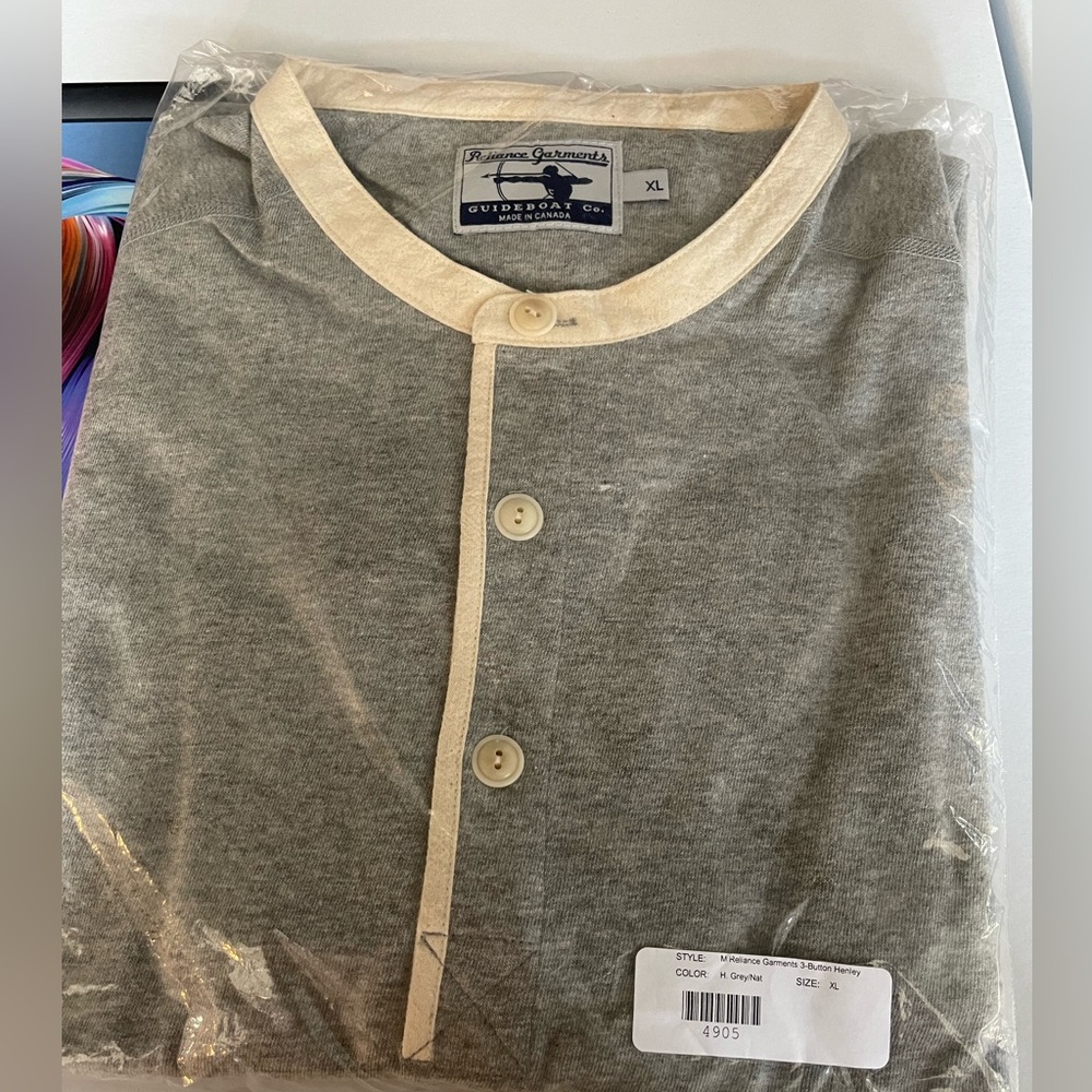 Reliance garments guideboat co. Grey Henley size xl